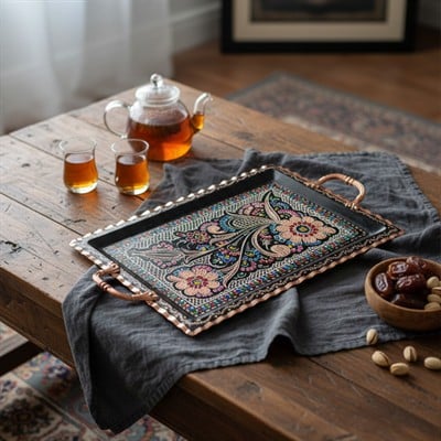 Bakır Mine işleme Erzincan 4 Kişilik Dikdörtgen Fincan Seti