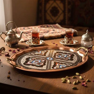 Bakır Mine işleme Erzincan 6 Kişilik Oval Fincan Seti