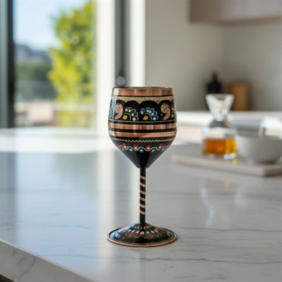 Bakır Mine işleme Şarap Kadehi