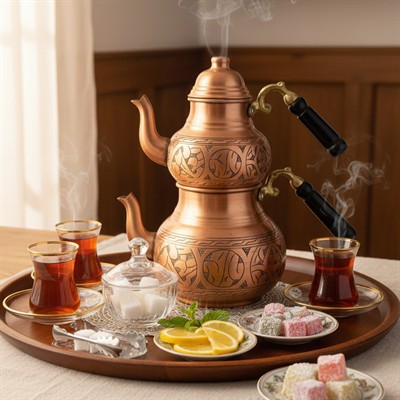 Bakır Oyma Çaydanlık