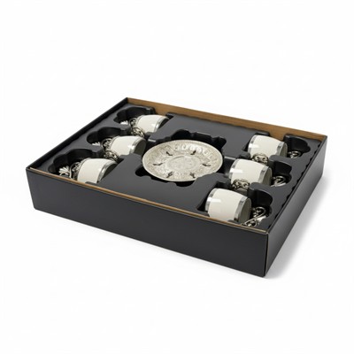 Döküm 6lı Fincan Seti 6 Tabak - 6 Bardak