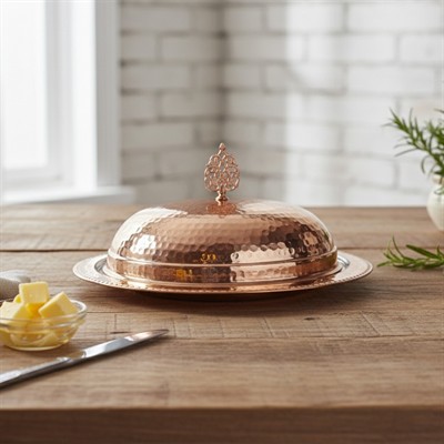 Dövme Bakır Kayık Sunumluk Kapaklı