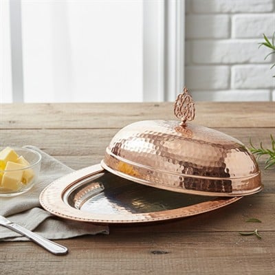 Dövme Bakır Kayık Sunumluk Kapaklı