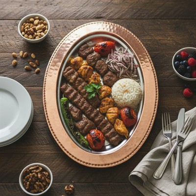 Dövme Bakır Kayık Sunumluk Tabak