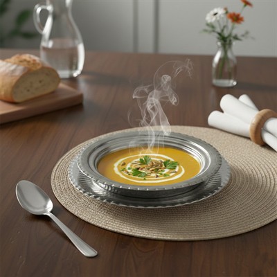 Dövme Bakır Yemek Tabağı