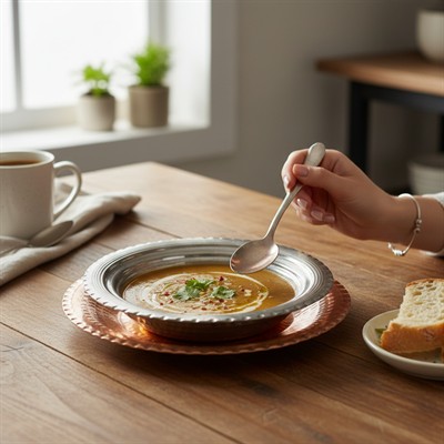 Dövme Bakır Yemek Tabağı