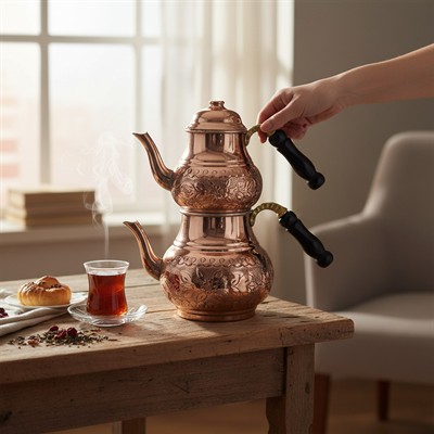 El işleme Motifli Çaydanlık