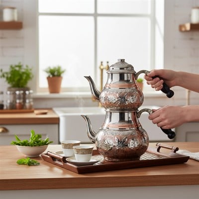 El işleme Motifli Çaydanlık