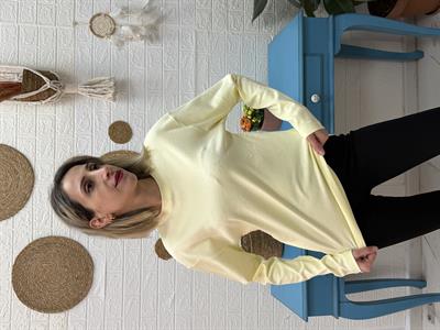 Bisiklet Yaka Sweat Sarı