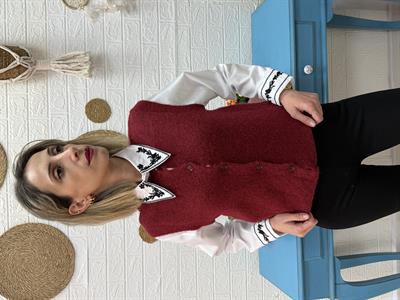 BORDO DÜĞMELİ TRİKO YELEK