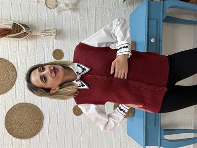 BORDO DÜĞMELİ TRİKO YELEK