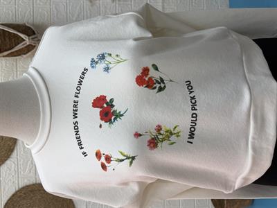 ÇİÇEK VE YAZI BASKILI SWEAT
