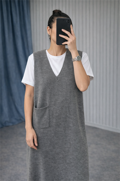 Gri Cepli Marka Model Triko Elbise