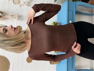 KAYIK YAKA TRANSPARAN KAŞMİR DOKULU BODY BLUZ