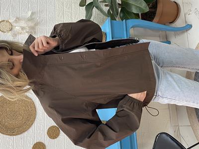 kahverengi DİK YAKA ALTI LASTİKLİ BOMBER CEKET