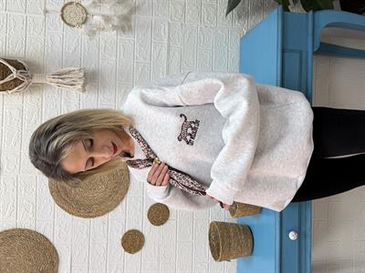 Leopar Baskılı Fularlı Sweat
