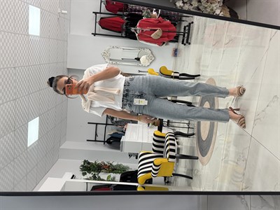 Paçası Kesik Toparlayıcı Boyfit Jean VİNTAGE  Mavi