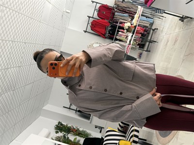 Tasarım Dik Yaka Gömlek Kahverengi