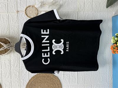 YAKASI VE KOLLARI BİYELİ ÖNÜ BASKILI TSHİRT SİYAH