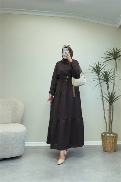 3636 - Jakarlı Elbise - Siyah