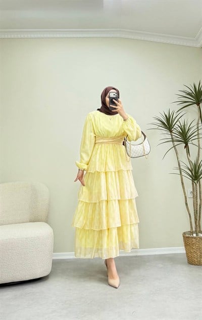 3728 - Solina Elbise - Sarı 