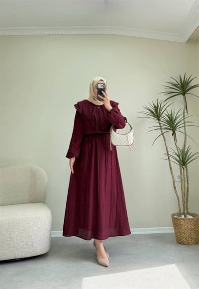 3759 - Papatya Etek Takım - Bordo