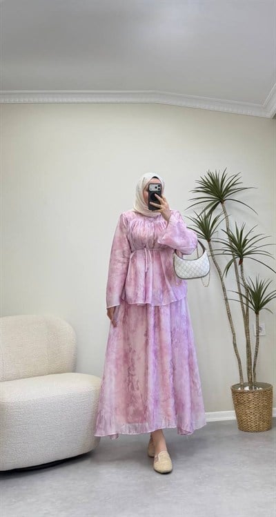 3803 - Leydi Etek Takım - Pembe