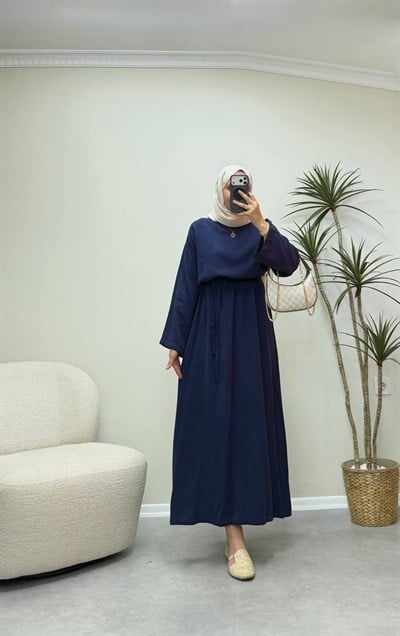 3834 - Basıc Tencel Elbise -Lacivert