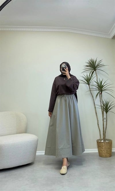 4060 - Poplin Etek - Haki