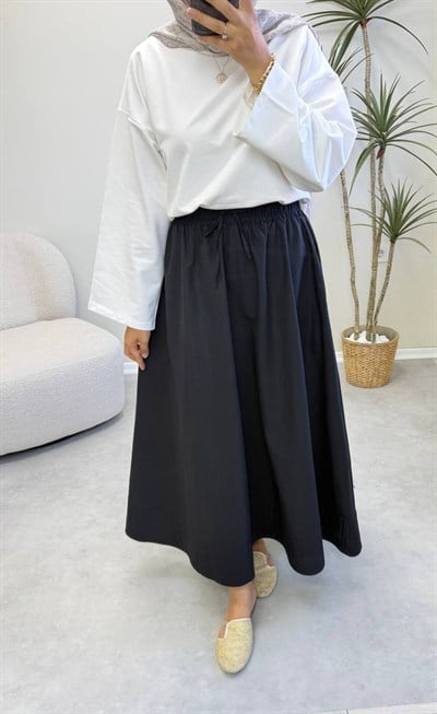 4060 - Poplin Etek - Siyah