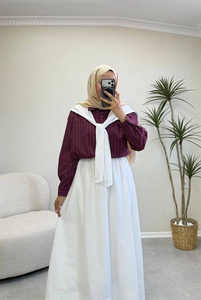 4077 - Atkılı Gömlek - Bordo