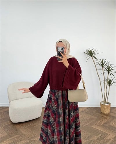 4213 - Örme Kazak - Bordo
