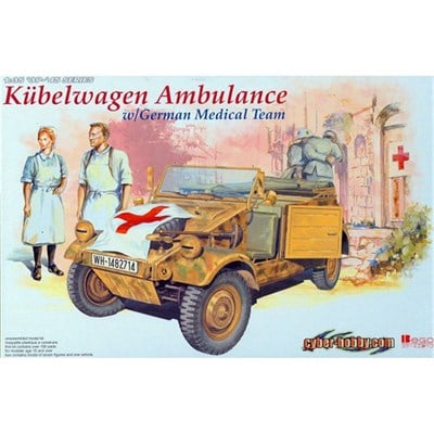 Dragon 6336 1/35 Ölçek, Kübelwagen Ambulans ve Alman Sağlık Ekibi, Plastik Model Kiti