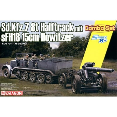 Dragon 6918 1/35 Ölçek, Sd.Kfz.7 8ton Yarım Paletli Personel Taşıyıcı ve sFH18 15cm Obüs, Plastik Model Kiti