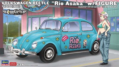 Hasegawa SP665 52465 1/24 Ölçek, Volkswagen Beetle Type 1 (1966) (Rio Asaka) ve Egg Girls Figürü, Otomobil Plastik Model Kiti