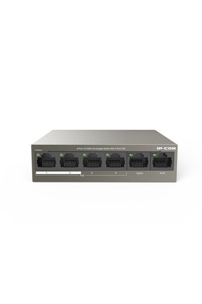 Ip-Com F1106P-4-63W Unmanaged,5* 10/100Mbps Desktop Poe+ Switch,58W,4Fe Rj45 Ports Poe,2Fe Rj45 Port None Poe,Metal Case