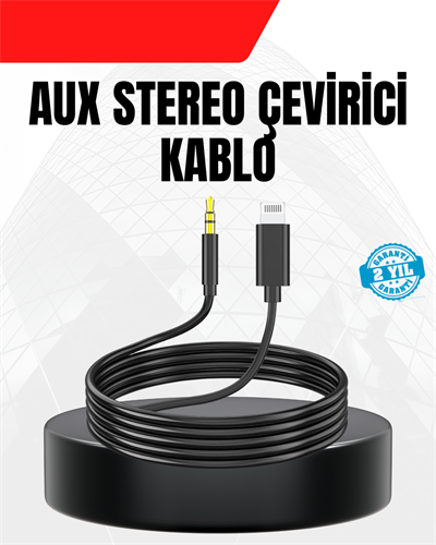1 Metre Lightning to Aux Çevirici Kablo Stereo Ses Yüksek Kalite