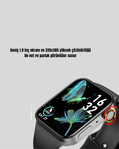 1.9 İnç Akıllı Saat – Bluetooth 5.0, Kablosuz Şarjlı, IP68 Su Geçirmez Akıllı Saat