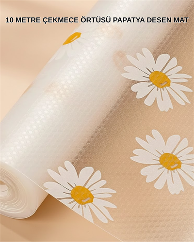 10 Metre Papatya Desenli Dolap İçi Kaymaz Koruyucu Mat