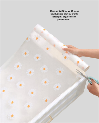 10 Metre Papatya Desenli Kolay Temizlenebilir Çekmece Matı