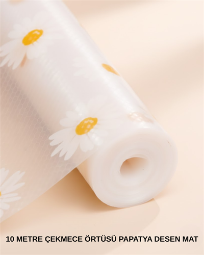 10 Metre Papatya Desenli Yapışmaz Kaydırmaz Çekmece Örtüsü
