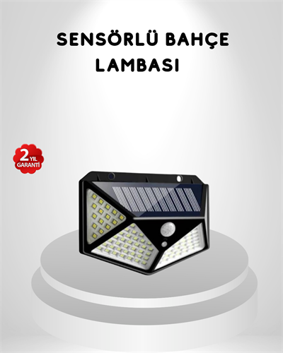 100 LED Güneş Enerjili Bahçe Lambası – PIR Sensörlü, IP65 Su Geçirmez Dış Mekan Aydınlatma