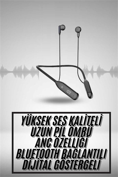 100 Saat Kablolu Boyun Askılı Dijital Göstergeli Bluetooth Kulaklık