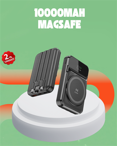 10000 mAh Kablosuz Hızlı Şarj Destekli Powerbank – 15W, PD20W, Type-C Girişli