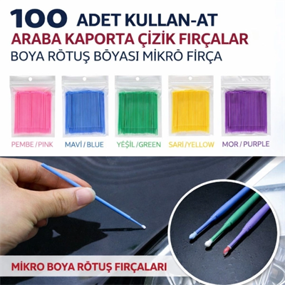 100’lü Mini Tek Kullanımlık Araba Rötuş Fırçası