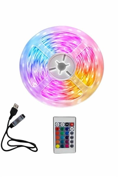 10M Şerit Led İç Mekan Renkli Rgb Şerit Led Kumandalı