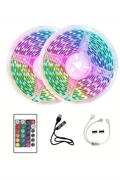 10M Şerit Led İç Mekan Renkli Rgb Şerit Led Kumandalı
