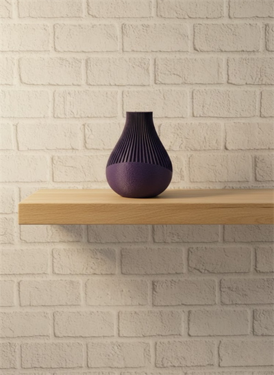 11 cm Mor Minimal Çizgili Vazo Masa Üstü Şık Dekor Objesi