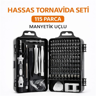 115 Parça Manyetik Uçlu Hassas Tornavida Seti