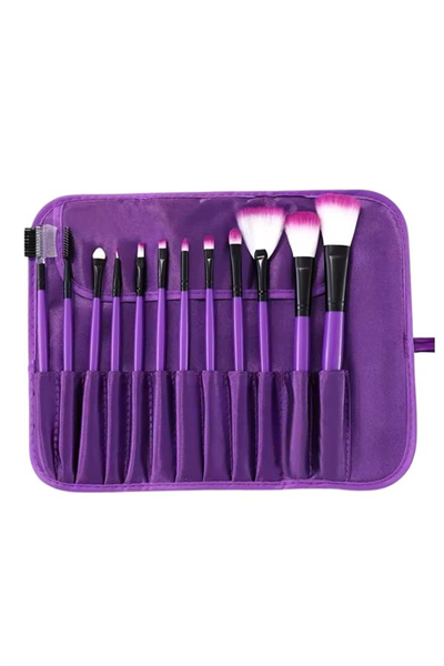 12 Parça Makyaj Fırça Seti Profesyonel Fondöten Allık Far Kontür Fırçası
